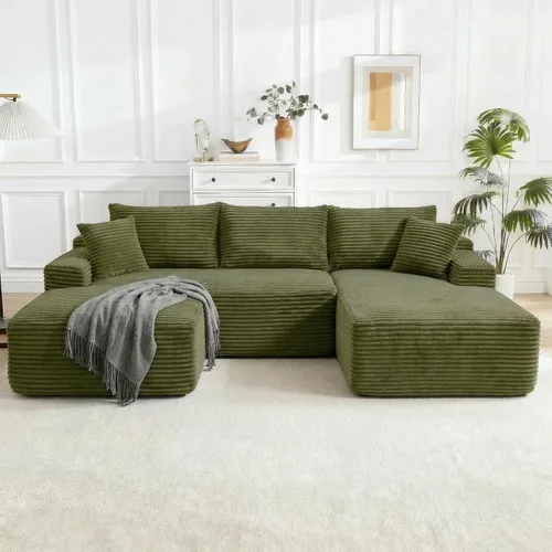 Vista 19 de Sofá modular Cloud de 108 pulgadas, moderno sofá deshuesado con otomana móvil, sofá modular de asiento profundo, sofás esquineros de pana para sala