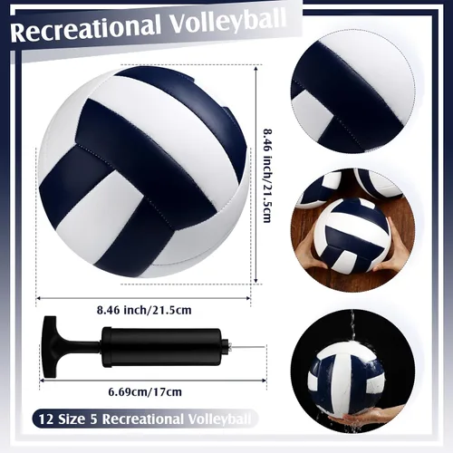 Vista 2 de Wettarn 12 pelotas de voleibol de tamaño oficial 5 a granel suaves recreativas con bomba de tamaño regulador para principiantes, interiores