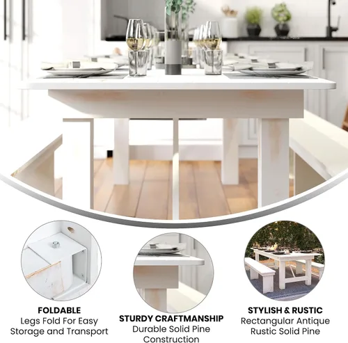 Vista 4 de Flash Furniture Hercules - Mesa plegable (108 x 40 pulgadas), color blanco