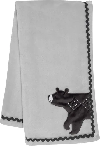 Vista 7 de Lambs & Ivy Manta de bebé de la jungla gris/blanco de falso shearling con diseño de perezoso para bebé