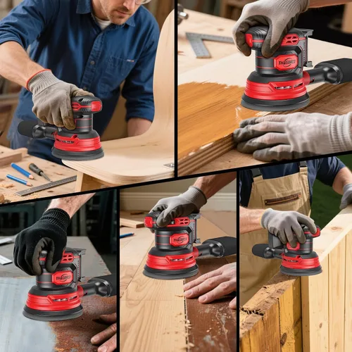 Vista 8 de Lijadora orbital inalámbrica compatible con Milwaukee 18V, lijadora orbital eléctrica con motor sin escobillas de 12000 RPM, lijadora de velocidad