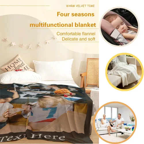 Vista 4 de Manta personalizada con texto de fotos, manta personalizada con mis propias fotos, manta conmemorativa personalizada para madres para mamá, papá