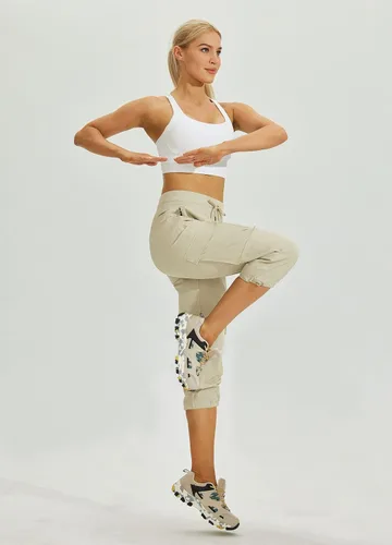 Vista 6 de Willit Pantalones de golf tipo cargo para mujer, con bolsillos, de secado rápido, ligeros, casuales para exteriores