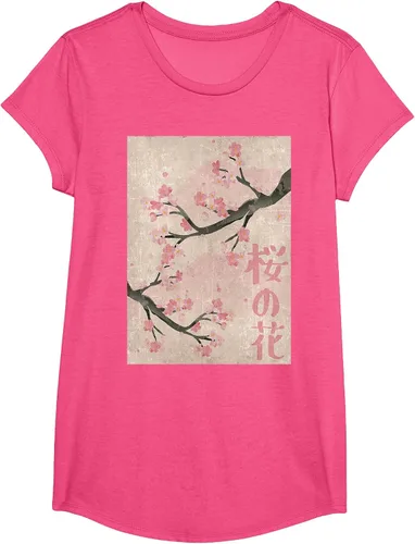 Vista 22 de Cherry Blossom Japanese Vintage Woodblock Japan Pink Sakura T-Shirt Asphalt Grey