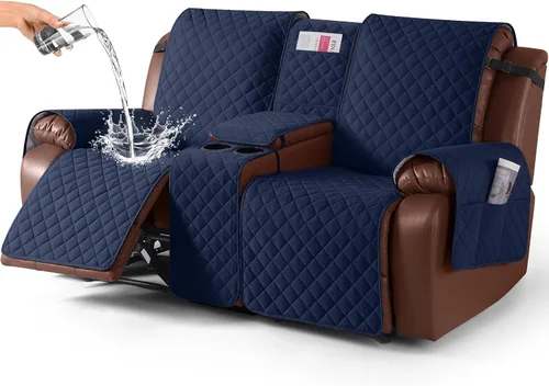 Vista 35 de KinCam Funda 100% Impermeable para Loveseat Reclinable con Consola, Fundas Antideslizantes para Sofá Reclinable de 2 Asientos, Funda para Sofá