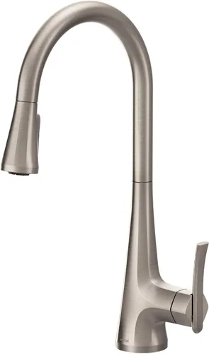Vista 12 de Moen Sinema grifo de cocina desplegable de acero inoxidable con aumento de potencia y sistema retráctil, llave de cocina moderna de arco alto, fácil