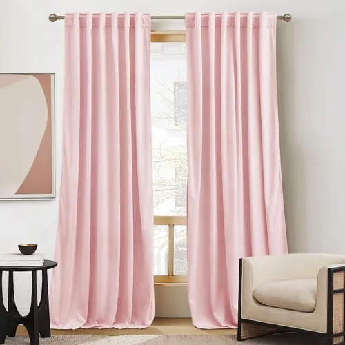 Vista 75 de RYB HOME Cortinas 100% opacas de terciopelo blanco para dormitorio, pestaña trasera y bolsillo para barra, aislamiento térmico, cortinas
