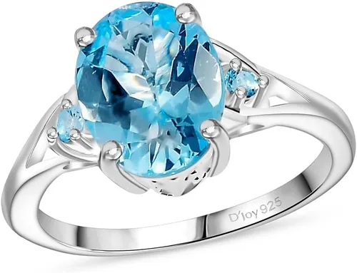 Vista 11 de Shop LC Blue Topaz Birthstone Ring for Women in 925 Sterling Silver Topacio azul