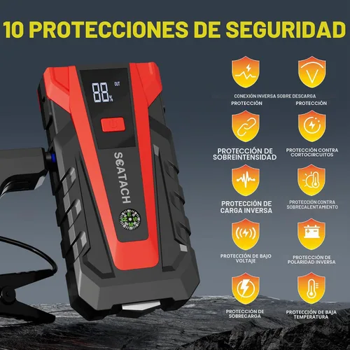 Vista 3 de Scatach Jump Starter, 6000A batería Jumper Starter Portable 12V Jump Box CORAL ROJO