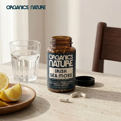 Vista 8 de ORGANICS NATURE Cápsulas de musgo marino irlandés de 45 porciones Pastillas de masa marina de alta potencia Musgo marino aprobado por Dr. Sebi