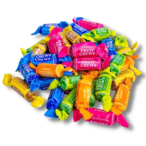 Vista 5 de Masticables de Frutas - Bolsa de 1 Libra - Dulces Surtidos - Masticables, Afrutados y Deliciosos - Cereza, Limón, Lima, Naranja y Vainilla - QUEEN
