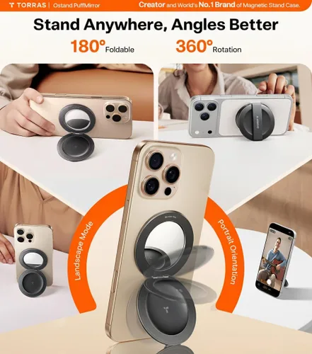 Vista 2 de TORRAS Soporte magnético para teléfono, cómodo anillo de silicona, compatible con accesorios MagSafe, soporte 4 en 1 para iPhone 17 Pro Max 16 15 14