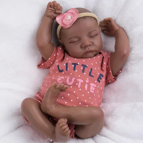 Vista 9 de Milidool Muñeca Reborn Baby Girl de 18 pulgadas, realista, afroamericana, recién nacida, hecha a mano con cuerpo suave y peso real y accesorios