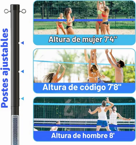 Vista 3 de Heavy Duty Volleyball Net for Backyard&Outdoor,Anti-Sag Design Azul