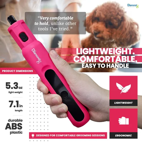Vista 4 de Diamondg Micro - Molinillo de uñas para perros, sonido silencioso con luz Micro - Rosa