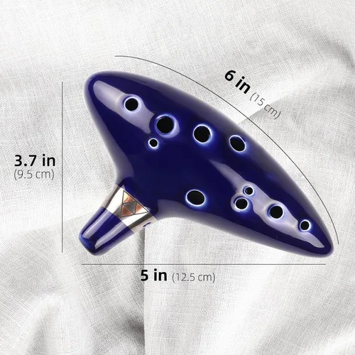 Vista 2 de Mr.Power 12 agujeros Ocarina Alto C Flauta Occarina Taps Blue Ceramic/Clay stl Orcarina Inspirado en el Tiempo con bolsa y libro de canciones