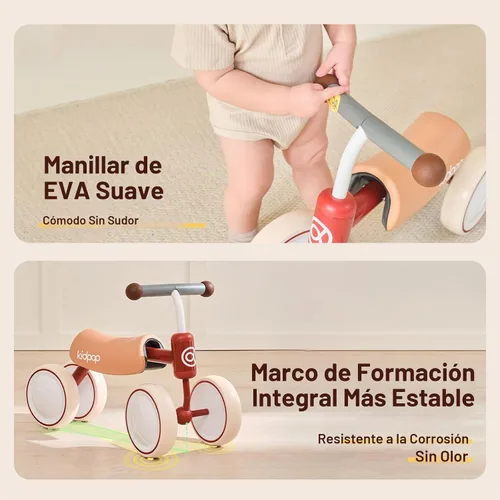 Vista 5 de kidpop Big BEE - Bicicleta de equilibrio para niños con vehículo de cuatro ruedas Verde oscuro