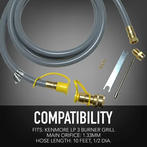Vista 2 de Permasteel PP-20300-NS-AM Kit de conversión de propano a gas natural para parrillas Kenmore de 3 quemadores