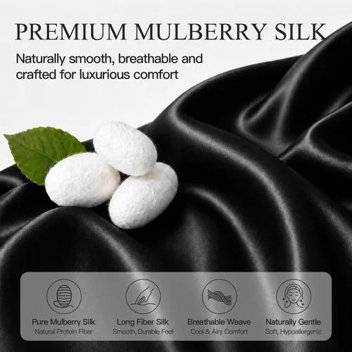 Vista 3 de INSSL - Funda de almohada de seda para mujeres, funda de almohada de seda de morera para cabello y piel, mantente cómoda y transpirable durante