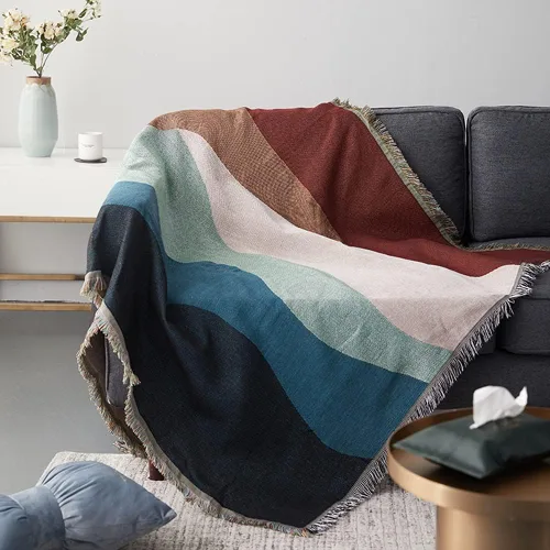 Vista 3 de Boundless Hill - Manta decorativa de punto para sofá o cama, reversible, a prueba de polvo, para silla, sofá, sala de estar, dormitorio