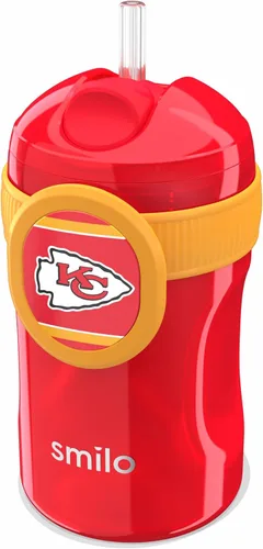 Vista 9 de Smilo Vaso con popote de Arizona Cardinals con licencia oficial de la NFL, para bebés y niños pequeños, con popote de silicona ponderado y capacidad