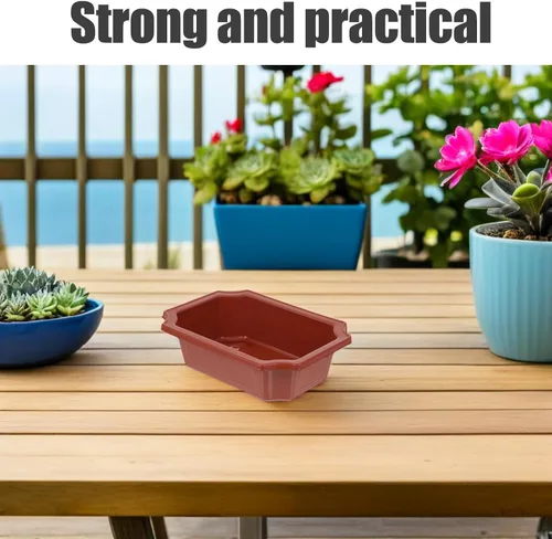 Vista 5 de iplusmile Paquete de 10 macetas de entrenamiento de bonsái de 7 pulgadas con orificio de drenaje, macetas de árbol bonsái, maceta para jardín al
