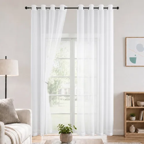 Vista 29 de OWENIE Cenefa transparente con ojales negros para ventanas, 2 paneles de 52