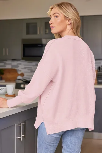 Vista 174 de Lillusory - Suéter extragrande con mangas de murciélago y cuello redondo para mujer, prenda moderna de otoño de tejido de punto sin botones