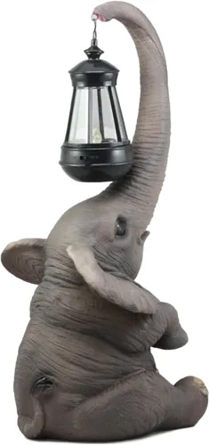 Vista 5 de Ebros - Luces caprichosas para tronco, estatua de elefante con luz LED solar, farol, circo, ternero, elefantes, decoración para el hogar, patio