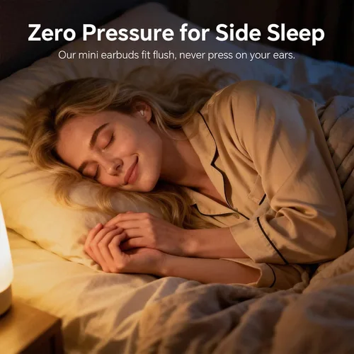 Vista 7 de Yihou Audífonos invisibles pequeños para dormir, inalámbricos, Bluetooth, cómodos, pequeños, pequeños, de perfil bajo, micro discretos, ocultos