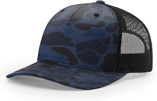 Vista 43 de Richardson 112 - Gorra de camionero de 5 paneles de alta calidad, ajustable, gorra Richardson en blanco estructurada Bark Duck Camo / Marrón