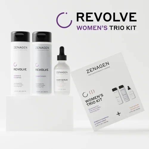 Vista 4 de ZENAGEN Revolve - Kit de trío para mujer Champú + acondicionador + densificador para cabello fino y visiblemente adelgazante, apoya la fuerza