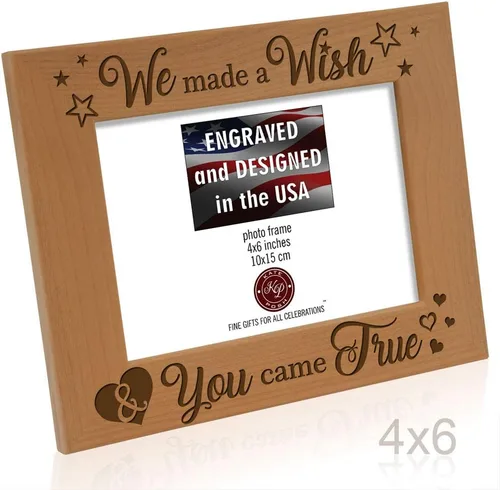Vista 6 de KATE POSH - We Made a Wish & You Came True - Marco de fotos de madera natural grabado, regalos para nuevos bebés, nueva mamá, nuevo papá, regalos