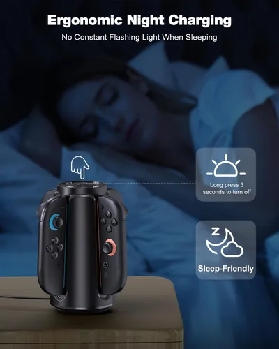 Vista 5 de Cargador de controlador Switch 2 actualizado para Nintendo Switch 2 (2025), estación de carga Joycon 2 Base de carga magnética rápida NS2 4 en 1