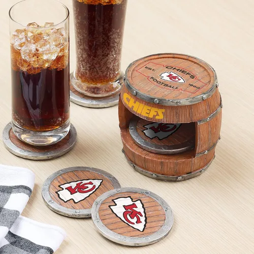 Vista 117 de FOCO NFL Team Logo 5-Pack Barrel Beverage Drink Coaster Set