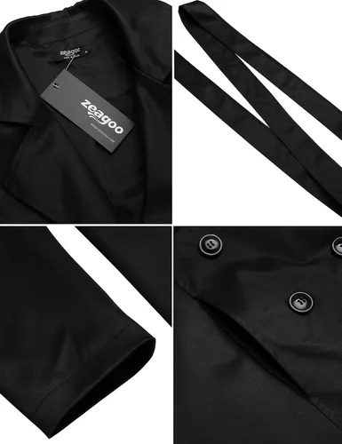 Vista 6 de Zeagoo Abrigo largo estilo gabardina con cinturón y cierre de doble pecho para mujer
