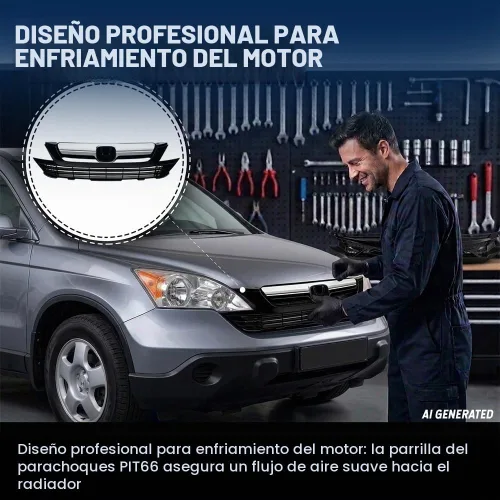 Vista 9 de PIT66 Protector de parrilla de parachoques delantero superior e inferior, compatible con Honda CRV 07-09 negro/cromo