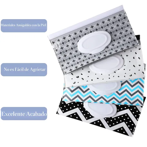 Vista 4 de FEBSNOW Paquete de 4 dispensadores de toallitas para bebé, soporte portátil recargable, contenedor de toallitas para bebés, dispensador