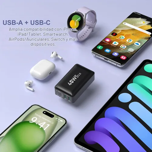 Vista 7 de OKRAY - Bloque de cargador plano USB C, enchufe de pared de carga rápida Negro-1 paquete