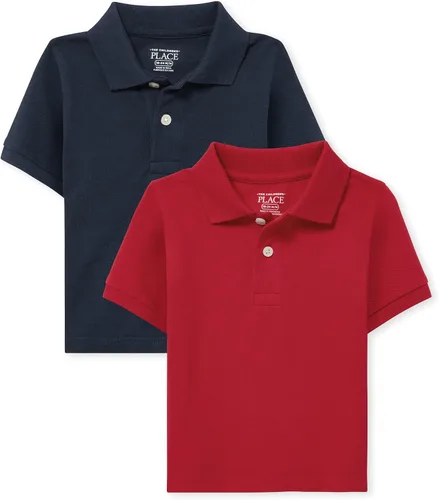 Vista 14 de The Children's Place - Camisa polo de manga corta para bebés y niños pequeños Negro/Blanco 2