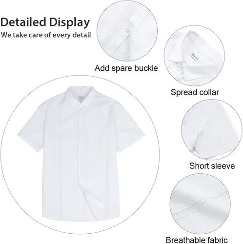 Vista 4 de JEKAOYI Mens Casual Linen Cotton Button Down Short Sleeve Shirts Cuban Camp Guayabera Beach Tops