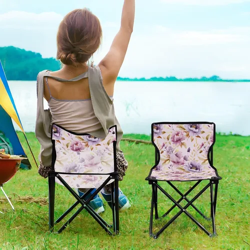 Vista 2 de Al aire libre plegable púrpura rosa flor camping sillas para adultos silla de camping portátil silla de césped ligero 202a6233