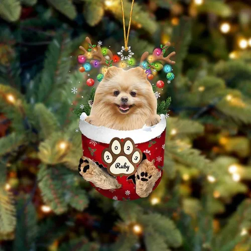 Vista 153 de Adornos personalizados de Pug cervatillo – Decoración personalizada para árbol de Navidad con patas de bolsillo de nieve