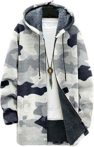 Vista 21 de BIVENANT Sudaderas con capucha con cremallera para hombre, cárdigan con capucha a rayas, sudaderas con capucha de camuflaje, abrigos de moda