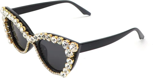 Vista 2 de Gafas de sol retro vintage de ojo de gato con diamantes de imitación para mujer