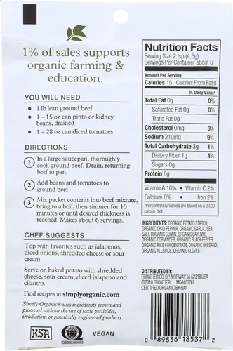 Vista 3 de Simply Organic Spicy Chili Seasoning Mix, 1 oz