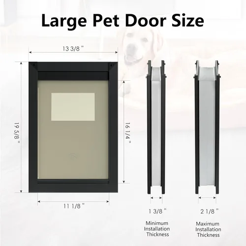 Vista 4 de MAVRICPOWER Puerta grande resistente a la intemperie para perro, con dos paneles de bloqueo deslizantes, puerta de aluminio para puerta exterior
