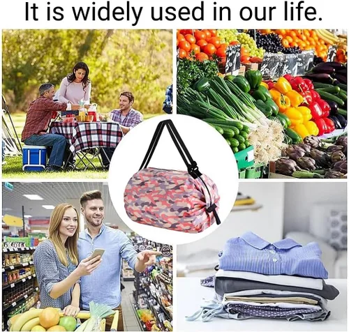 Vista 6 de Bolsas de compras gruesas, bolsas de comestibles reutilizables, bolsa plegable de almacenamiento de comestibles, bolsa de tela Oxford impermeable