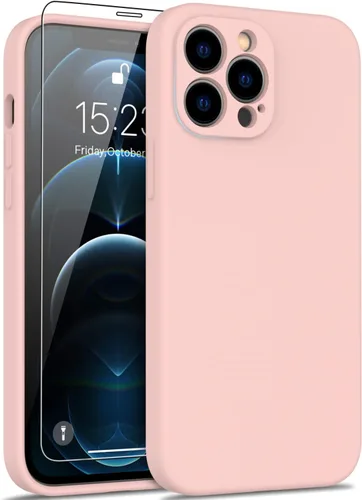 Vista 44 de DEENAKIN Funda de silicona compatible con iPhone 12 con protector de pantalla, mejora la protección de la cámara, funda protectora suave y flexible