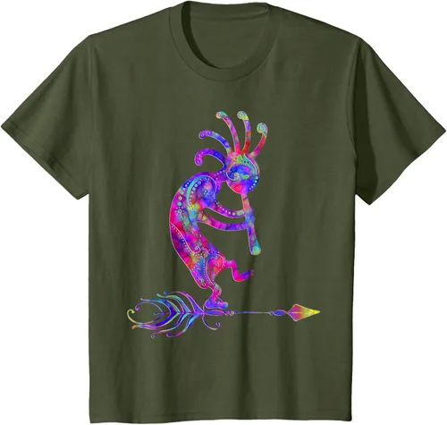 Vista 15 de Native American Kokopelli With Feather 2 - Camiseta Fan Fun, Negro, S